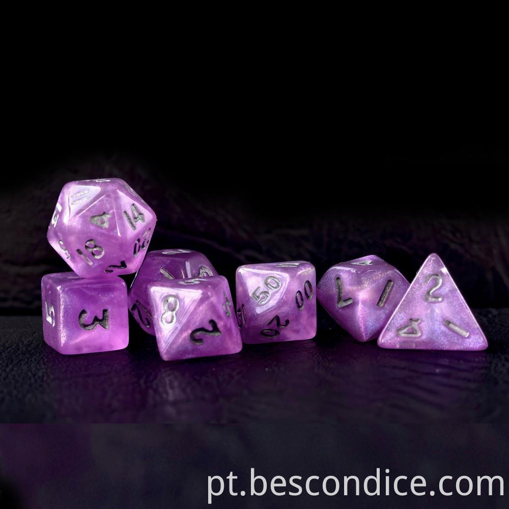 10mm Mini Dnd Dice Set Purple Moonstone 2